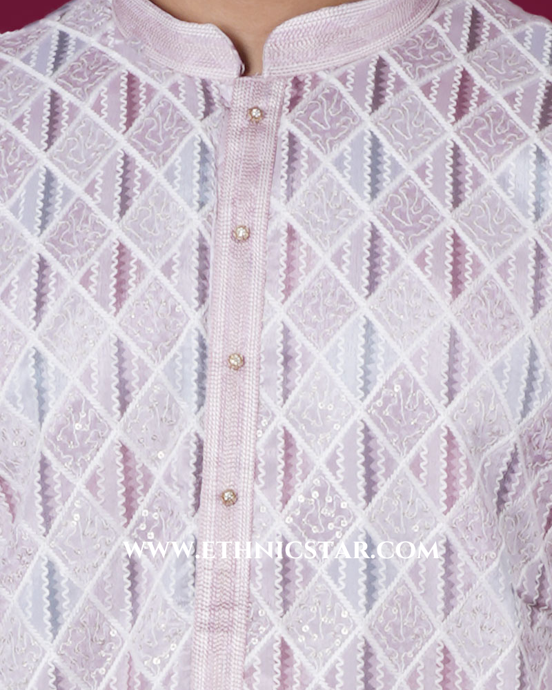 Onion Pink Sequins Work Fancy Kurta